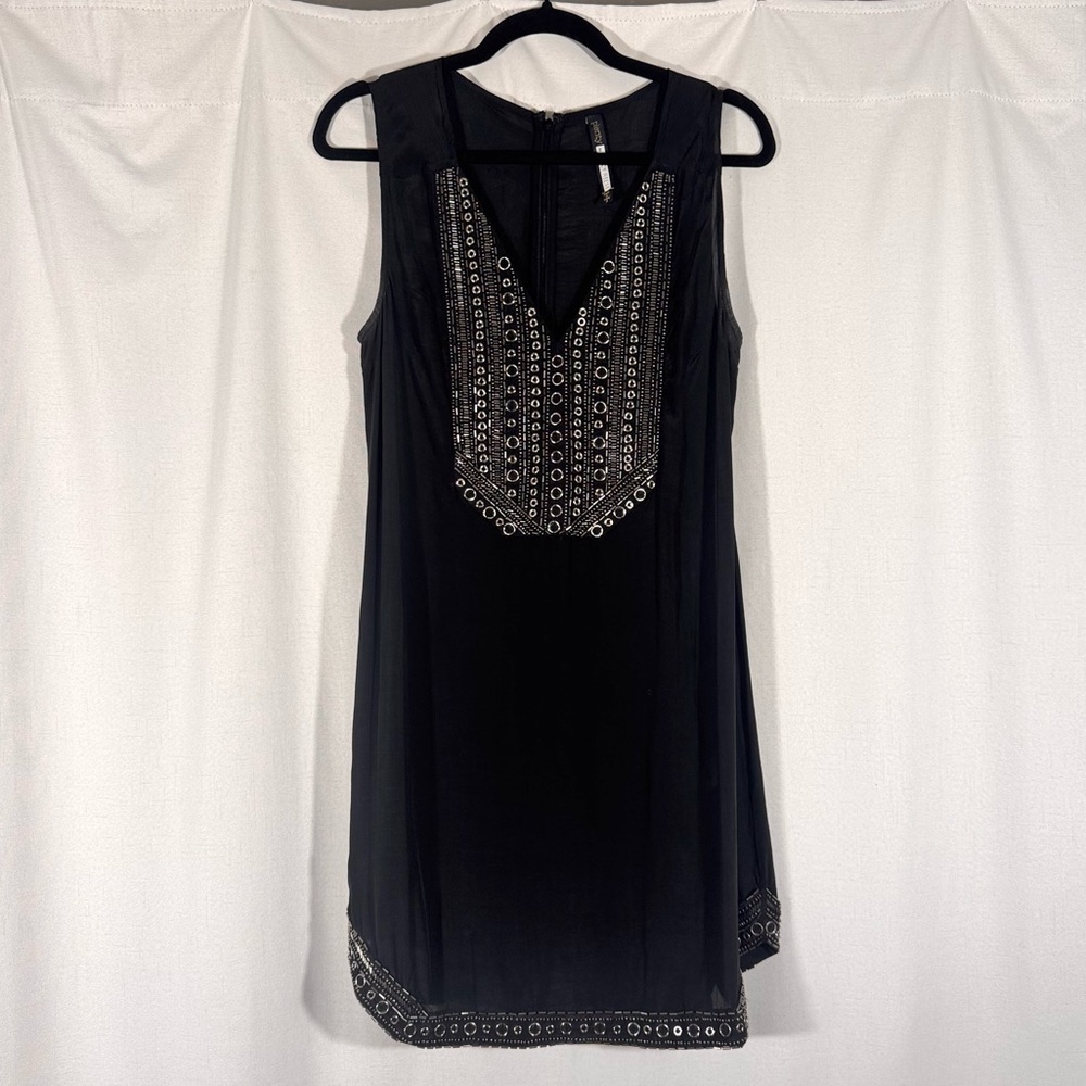 Plenty by Tracy Reese Black Embellished Beaded Mini Dress